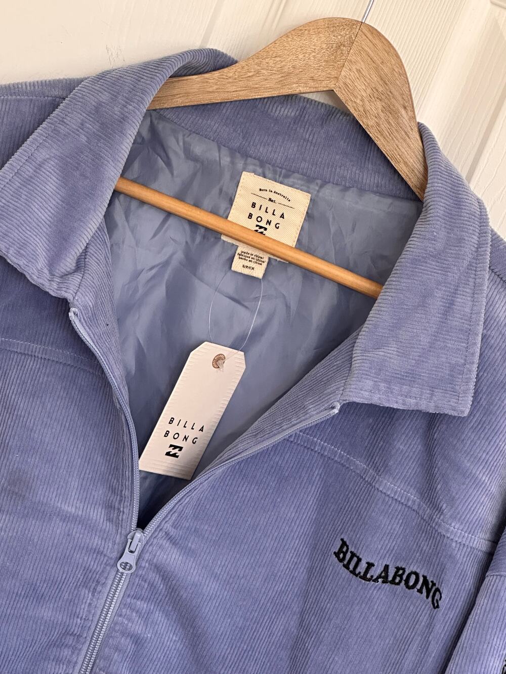 Billabong Riding the Tone Corduroy Jacket S Wavy Blue Cropped NWT